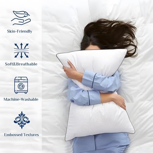 JOLLYVOGUE Soft Pillows Queen Size Set of 2, Cooling and Firm Pillows with Oeko-Tex Certified Down Alternative Filling for Side, Back, and Stomach Sleepers, Hotel Collection - Image 5