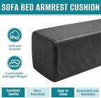 2 Pack Couch Arm Rest Pillow, 6''x6''x20'' Faux Leather Waterproof Cover, High Density Foam Armrest Cushion, Removable & Washable Elbow Support for Sofa, Bed, and Armchair (Black) - Image 4