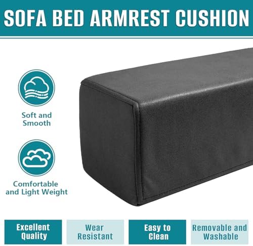 2 Pack Couch Arm Rest Pillow, 6''x6''x20'' Faux Leather Waterproof Cover, High Density Foam Armrest Cushion, Removable & Washable Elbow Support for Sofa, Bed, and Armchair (Black) - Image 4