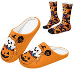 Jeiento Women's Fuzzy Slippers and Sock Set Warm Cozy Memory Foam House Shoes Soft Slip-on Slides Spa Slippers for Hotel by Jeiento