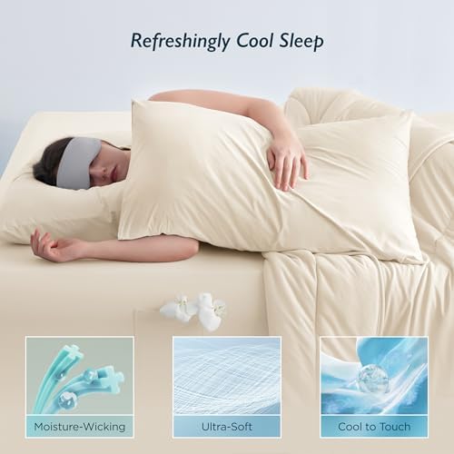 Breescape Cooling Pillow Cases Queen Size Set of 2, BlendTek™ Cooling Technology for Hot Sleepers & Night Sweats, Silky Soft Cool Pillowcases for Hair & Skin Care, 20" x 30", Ivory - Image 3