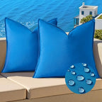 decorUhome Outdoor Waterproof Faux Linen Throw Pillow Covers 20x20 Set of 2 by decorUhome