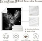 Stag Blanket Rustic Lodge Sherpa Throw for Couch, Masculine Deer Design for Cabin Decor, 60x80 Inches Soft Fuzzy Cozy Animal Black Blanket for Men Living Room - Image 7