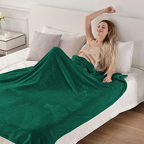 SOCHOW Flannel Fleece Blanket Queen Size, All Season Lightweight Super Soft Cozy Blanket for Bed or Couch, Green 90inch X90'' - Image 5