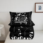 Erosebridal Camping Comforter Set Twin Black and White for Kids Boys Girls - Happy Camping Bedding Set for RV, Moon and Stars Room Decor Quilt Bed Set 2Pcs - Image 5