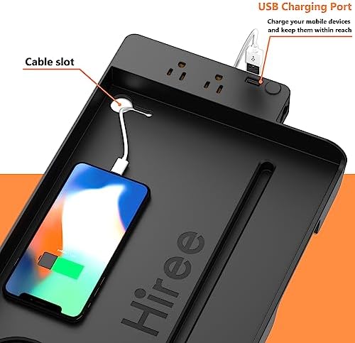 Bedside Shelf for Dorm Bunk Bed with USB Charging Port and 2 AC Outlets, Bedside Caddy, Attachable Bedside Table, College Dorm Essential Clip On Bedside Tray, Bunk Bed Accessories, Bedroom Furniture - Image 2