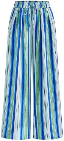 PRETTYGARDEN Womens Pants Elastic Waist Striped Lightweight Palazzo Pant by PRETTYGARDEN