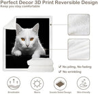 White Cat Sherpa Blanket Animal Print Throw Blanket for Women and Men Soft Warm Cozy 60x80 Inches Cute Minimal Design Bedroom Couch Decor Gift for Birthday Housewarming Anniversary - Image 7