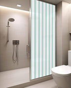Window Privacy Film Frosted, Teal Green Lines Static Cling Door Window Covering, Modern Vertical Striped Vintage Minimalist UV Blocking Windows Film for Office, Hotel, Bedroom, 29.5 x 78.7 Inches - Image 3