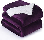 NANPIPER Bed Blanket Reversible Sherpa Flannel Blanket Super Soft Fuzzy Lightweight Fleece Microfiber (90"x90" Purple) Queen by NANPIPER