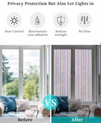 Window Privacy Film Frosted, Purple Brown Striped Reusable Static Cling Window Tints, Modern Farmhouse Vertical Stripes Heat Control Windows Films for Offices, Balcony, 29.5 x 118 Inches - Image 6