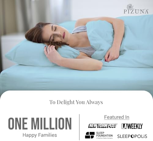 Pizuna 100% Cotton Twin XL Sheet Set 600 Thread Count Baby Blue - Image 3
