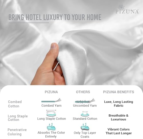 Pizuna Pure 100% Cotton King Flat Sheet 600 Thread Count White - Image 6