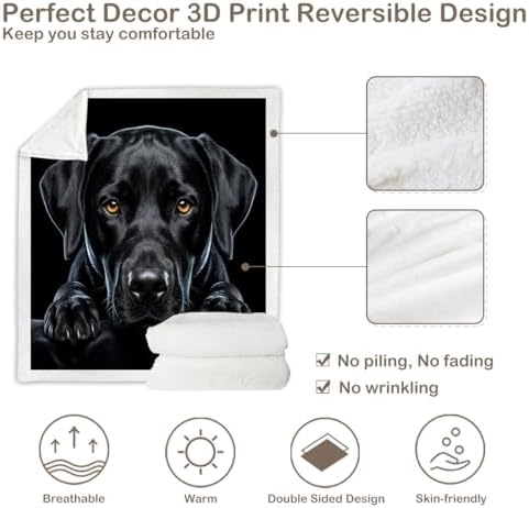 Black Dog Sherpa Blanket Animal Print Throw Blanket for Women and Men Soft Warm Cozy 60x80 Inches Loyal Pet Design Couch Bedroom Decor Gift for Birthday Housewarming Anniversary - Image 7
