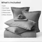 Love's cabin Queen Quilt Set Grey, Bed in a Bag Queen Size Bedding 7 Pieces, Ultrasonic Embossed Coin Pattern Comforter, Lightweight Bedspreads for All Seasons Quilt with Sheets, Pillowcases & Shams - Image 6