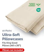 King Pillow Cases - 10 Pack Soft Pillowcase Covers - 20" x 40" (Wheat) - Image 2