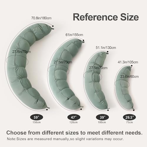 Peallow(Pat. Pend) – Long Round Body Pillow for Adults, Bolster Pillow for Sleeping, Soft and Supportive Pillow for Sleeping & Lumbar Support(Willow Green,39") - Image 2