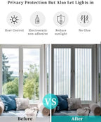 Window Privacy Film Frosted, Blue Stripes Reusable Static Cling Window Tints, Farmhouse Vertical Lines Modern Minimalist Heat Control Windows Films for Offices, Balcony, 29.5 x 118 Inches - Image 6