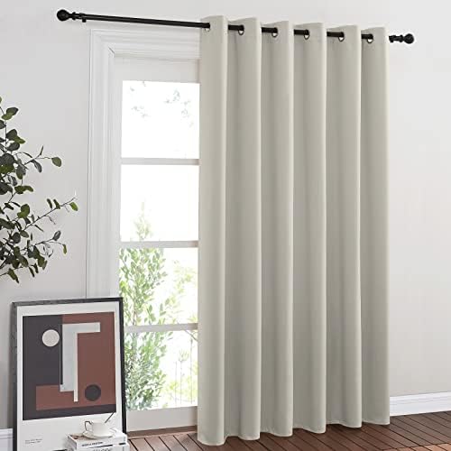 NICETOWN Room Divider Curtain for Bedroom, Grommet Patio Door Curtain Sound Dampening Thermal Insulated Wide Window Drape for Sliding Door (Natural, W80 x L84, 1 Panel) by NICETOWN