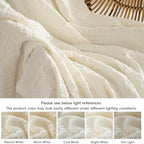 PHF Lightweight 100% Cotton Waffle Throw Blanket for Couch, Ivory - Image 6