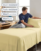 Twin XL 4 Piece Sheet Set - College Dorm Room Essentials - Butter Yellow - Image 5