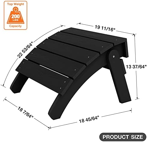 YEFU Folding Adirondack Ottoman Outdoor Set of 2, Black - Image 5