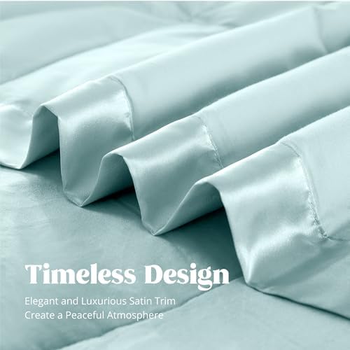 puredown® California King Blanket - Soft Lightweight Down Blanket for All Seasons, Cozy Warm Luxury Bed Blanket with Satin Trim, Blue (110"X98") - Image 4