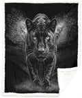 Black Panther Sherpa Blanket Dark Animal Print Throw Blanket for Men Bedroom Gamer Room Decor Soft Fuzzy Warm Cozy 50x60 Inches Luxury Wildlife Design Gift for Birthday Housewarming Anniversary by Sleepwish