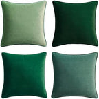 MONDAY MOOSE Decorative Throw Pillow Covers Cushion Cases, Set of 4 Soft Velvet Modern Double-Sided Designs, Mix and Match for Home Decor, Pillow Inserts Not Included (20x20 inch, Sage/Dark Green) by MondayMoose