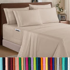 Elegant Comfort 1500 Premium Quality 6-Piece Bed Sheet Set - 18-24 Inch Extra Deep Pocket, Smart Storage Pockets, Wrinkle Free Ultra Soft 6PC Extra Deep Pocket Sheets, Full, Cream by ELEGANTCOMFORT