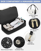Travel Duffle Weekender Bags for Women: Overnight Bag with Shoe Compartment Carry On Bags with Toiletry & Wet Pocket Large Tote Hospital for Women Labor Delivery Black White - Image 3