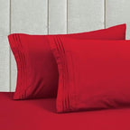 Mocassi Full Size 4-Piece Bed Sheet Set - 1800 Premium Hotel Quality Microfiber 18-24 Inches Extra Deep Pocket Fitted Sheet- Luxury Soft, Breathable, Wrinkle, and Fade Resistant, Red - Image 6