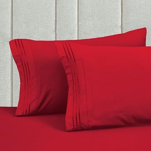 Mocassi Cal King Size 4-Piece Bed Sheet Set - 1800 Premium Hotel Quality Microfiber 18-24 Inches Extra Deep Pocket Fitted Sheet- Luxury Soft, Breathable, Wrinkle, and Fade Resistant, Red - Image 6