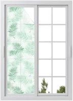 Window Privacy Film Frosted, Light Green Botanical Reusable Static Cling Window Tints, Summer Palm Leaves Foliage Tropical Heat Control Windows Films for Offices, Balcony, 29.5 x 118 Inches by Unknown