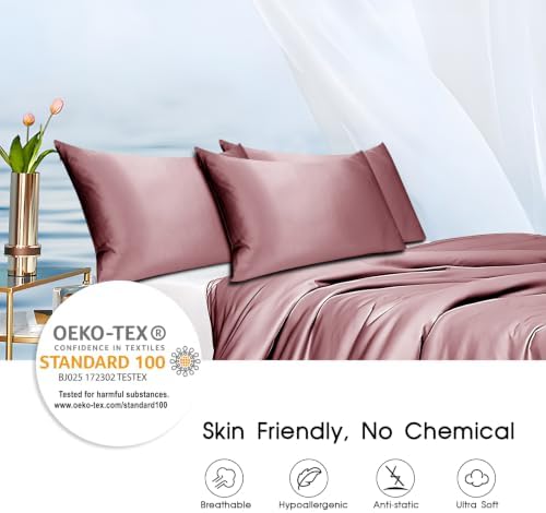 100% Mulberry Silk Pillowcase, Dusty Rose, Standard 20x26 - Image 5