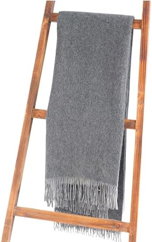 Alashan Cashmere Blend Double Faced Throw-Super Soft and Luxe Fabric- Perfect for Cozy Nights! 95% Merino Wool/5% Cashmere, 50" x 70", Great Gift Item. - Charcoal & Ash - Image 2