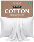 Beckham Hotel Collection Pillowcases King Size Set of 2, Cool Touch Cotton Sateen Fabric, 500TC, Silky Smooth & Soft, Open End, White by Unknown
