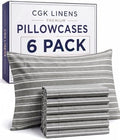 King Standard Pillow Cases - 6 Pack Pillowcases, 20" x 36" - Grey Stripes by CGKUnlimited