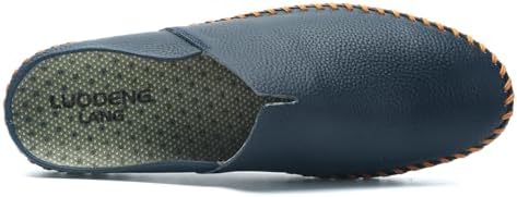 Men’s Slip-On Loafers Mules Clog Handmade Leather Slippers Hand Stitched no-Heel Casual Shoes for Men Breathable Comfortable Soft - Image 5