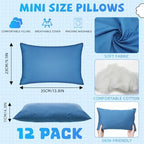 Kigley 12 Pack Mini Pillows for Daycare 9.1 x 13.8'' Small Travel Pillow Bulk Soft Breathable Cotton Pillow for Nap Travel Pet Neck Lumbar Purse Insert (Deep Blue) - Image 2