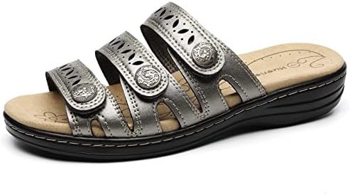 Women's Comfort Leather Slides Lightweight Flat Sandals Cute Slip On Casual Walking Slippers - Image 4