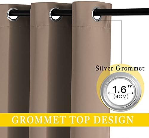 NICETOWN Blackout Curtain for Patio Door, Grommet Top Sliding Door Panel Thermal Insulated Bedroom Blackout Curtain for Villa/Hall/Parlor (Cappuccino, 1 Panel, 80" W x 95" L) - Image 2