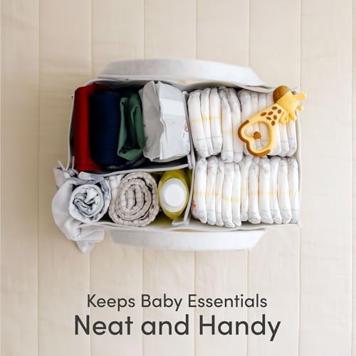 PUTSKA Baby Diaper Caddy Organizer, Felt Nursery Basket, White, Extra Large - Image 5