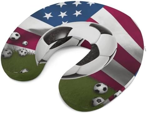 Pillow Travel Pillow Neck Pillow Soccer USA American Flag Printed U Shaped Headrest Provide Head Neck Support Rest for Flights Car Train and Home Use - Image 6