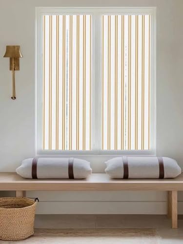Window Privacy Film Frosted, Yellow Stripes Reusable Static Cling Window Tints, Modern Minimalist Vertical Lines Heat Control Windows Films for Offices, Balcony, 29.5 x 118 Inches - Image 5