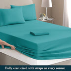 Mocassi Queen Size 4-Piece Bed Sheet Set - 1800 Premium Hotel Quality Microfiber 18-24 Inches Extra Deep Pocket Fitted Sheet- Luxury Soft, Breathable, Wrinkle, and Fade Resistant, Teal - Image 4