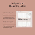 Kitsch Satin Pillowcase with Zipper - 2 pcs King Size, Ivory - Image 3