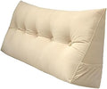 Peachwell Handmade Headboard Pillow- Triangular Wedge Support Large Bolster Cushion Headboard Backrest Pillow with Two Large Side Pockets for Bed Rest (Beige, California King: 71 x 8 x 20 inches) by PEACHWELL
