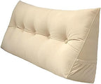 Peachwell Handmade Headboard Pillow- Triangular Wedge Support Large Bolster Cushion Headboard Backrest Pillow with Two Large Side Pockets for Bed Rest (Beige, California King: 71 x 8 x 20 inches) by PEACHWELL