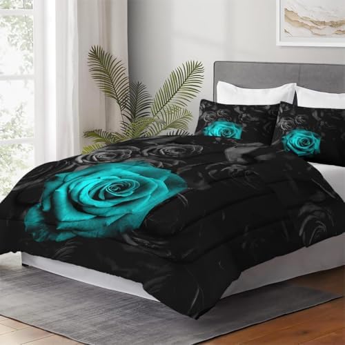 WeCozy Queen Comforter Set, 3 Pieces Floral Rose Bedding, All Season - Image 4